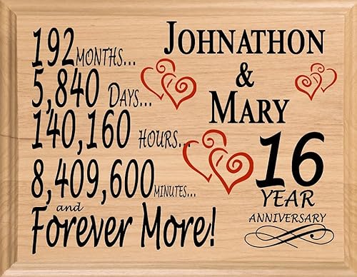 Miniatura 62 de Placa de regalo personalizada para el primer aniversario, regalo de boda para esposa, marido, pareja, él, ella, madera maciza, fabricado en los