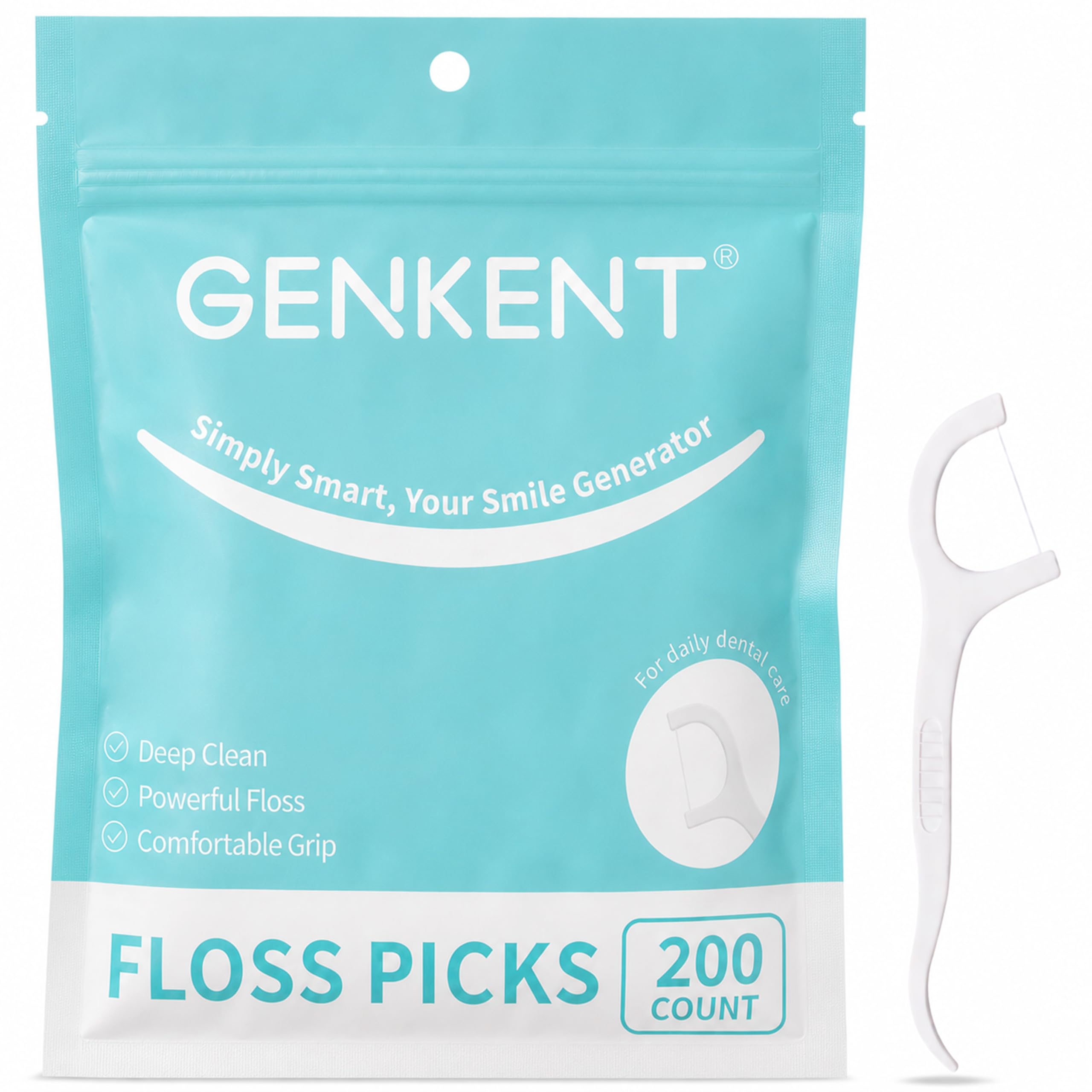 GENKENT Floss Picks, 200 Count Dental Floss Sticks, Tooth Picks Flossers, Teeth Cleaning Tools with Toothpicks