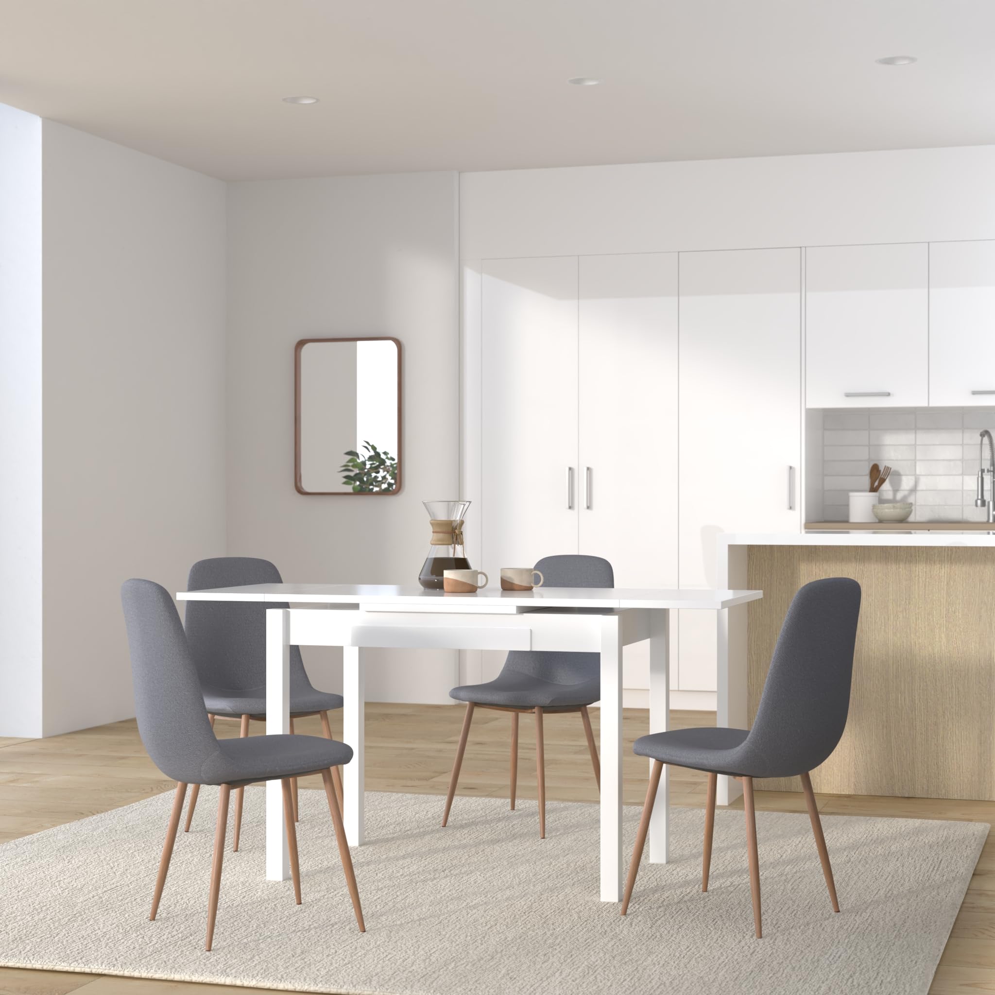 Astimesa - Mesa de Cocina Extensible con Tapa laminada, con 2 Alas y Cajón - Estructura de Metal Blanco - Color: Blanco - Mesa Cerrada: 100 cm x 60 cm. Mesa extendida: 150 x 60 cm