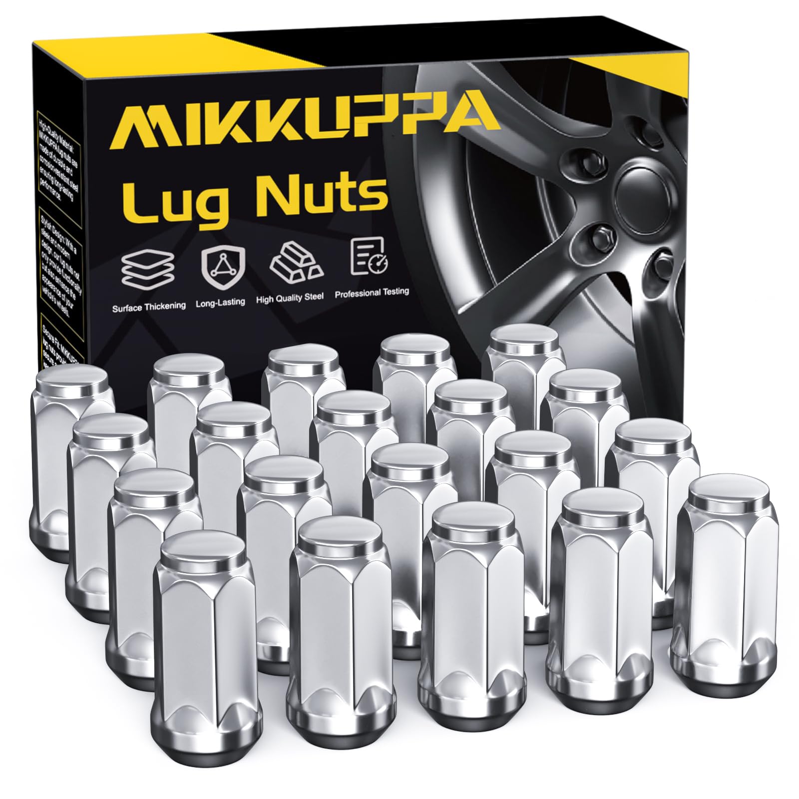 MIKKUPPA M14x1.5 Lug Nuts, Chrome 20PCS Closed End Bulge Acorn Lug Nuts