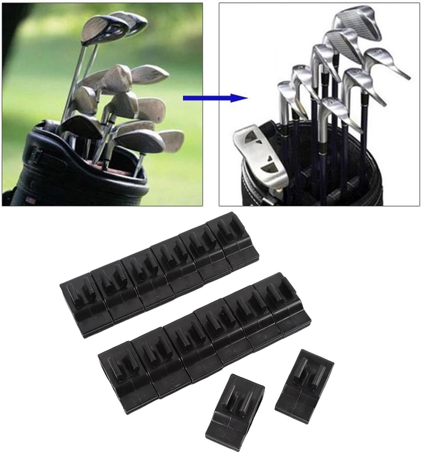 14pcs Golf Club Bag Clips Putter Holder Clamp Club Organizer Clamp Plastic Putter Golf Accessories with Secure Design for Men Women Golfers