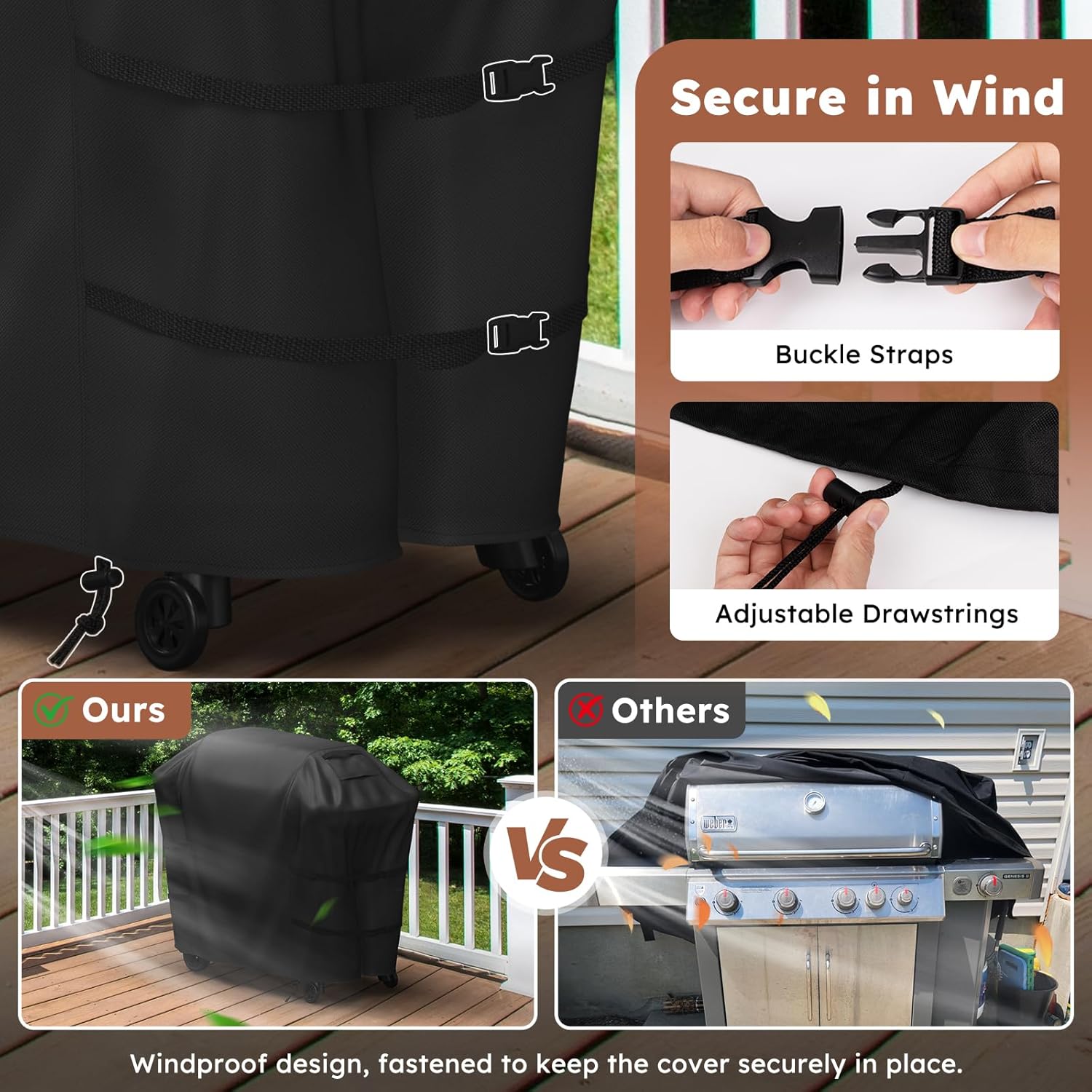 MR. COVER Grill Cover for Weber Spirit 200/300 Series, 52 Inch 600D Heavy Duty Waterproof BBQ Cover, Rip-Proof Fade Resistant Gas Grill Cover for Weber Spirit E310 E315 E325 with Air Vent & Drawstring