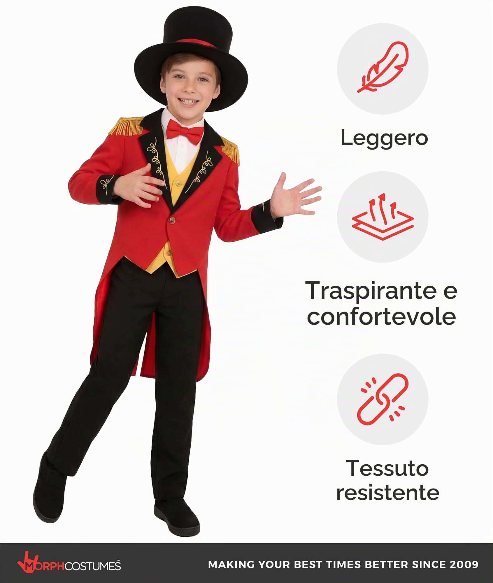 Fun Shack Costume Domatore Circo Bambino, Costume Circo, Costume Carnevale Bambino, Vestito Carnevale Bambino