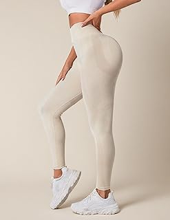 سروال يوغا عالي الخصر للنساء، سروال رياضي ضيق بتصميم مرن بدون خياطة للتحكم في البطن ورفع المؤخرة