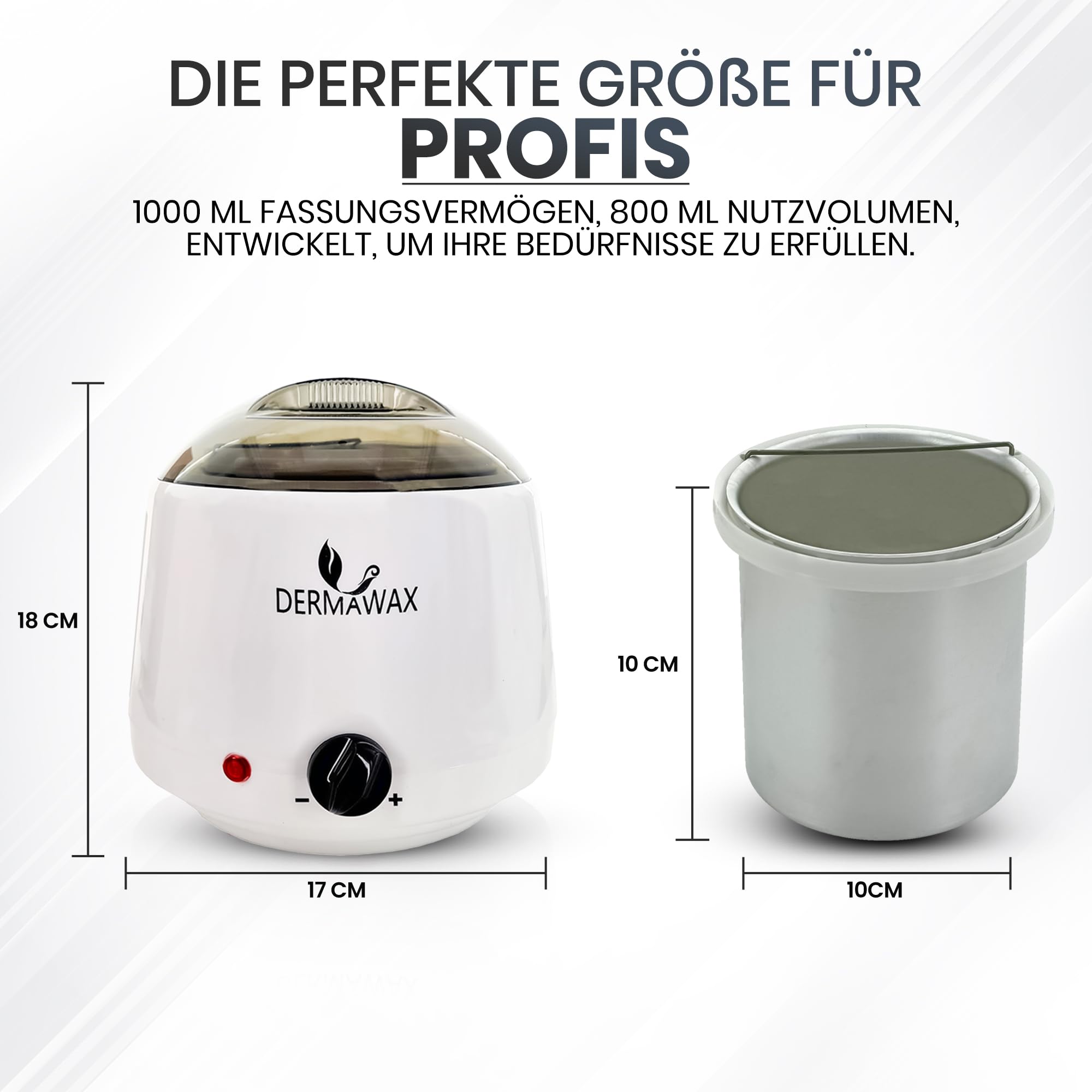 DERMAWAX Profi Wachswärmer 180 W mit Alubehälter – 800 ml