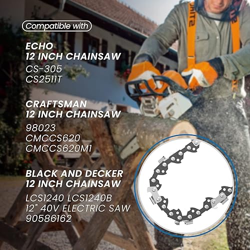 Miniatura 7 de Cadena de repuesto para DEWALT DCCS620P1 20V MAX Litio-Ion XR sin escobillas compacta de 12 pulgadas. Motosierra inalámbrica