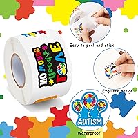 Vista 3 de BeYumi Calcomanías de rollo de conciencia sobre el autismo, 1000 piezas de rompecabezas, calcomanías de cinta en 2 rollos, vinilo impermeable