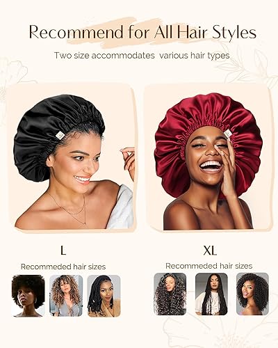 Miniatura 4 de Gorra de satén para dormir extragrande de doble capa reversible ajustable gorra para dormir 01-wine Red, 02-black, 03-teal, Ash Blue, Bright Purple,
