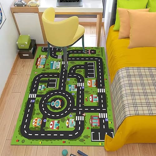 Miniatura 3 de Analog ABC - Alfombra para niños, alfombra de juego para sala de juegos, alfombra de carretera de vida urbana para autos, divertido mapa de la