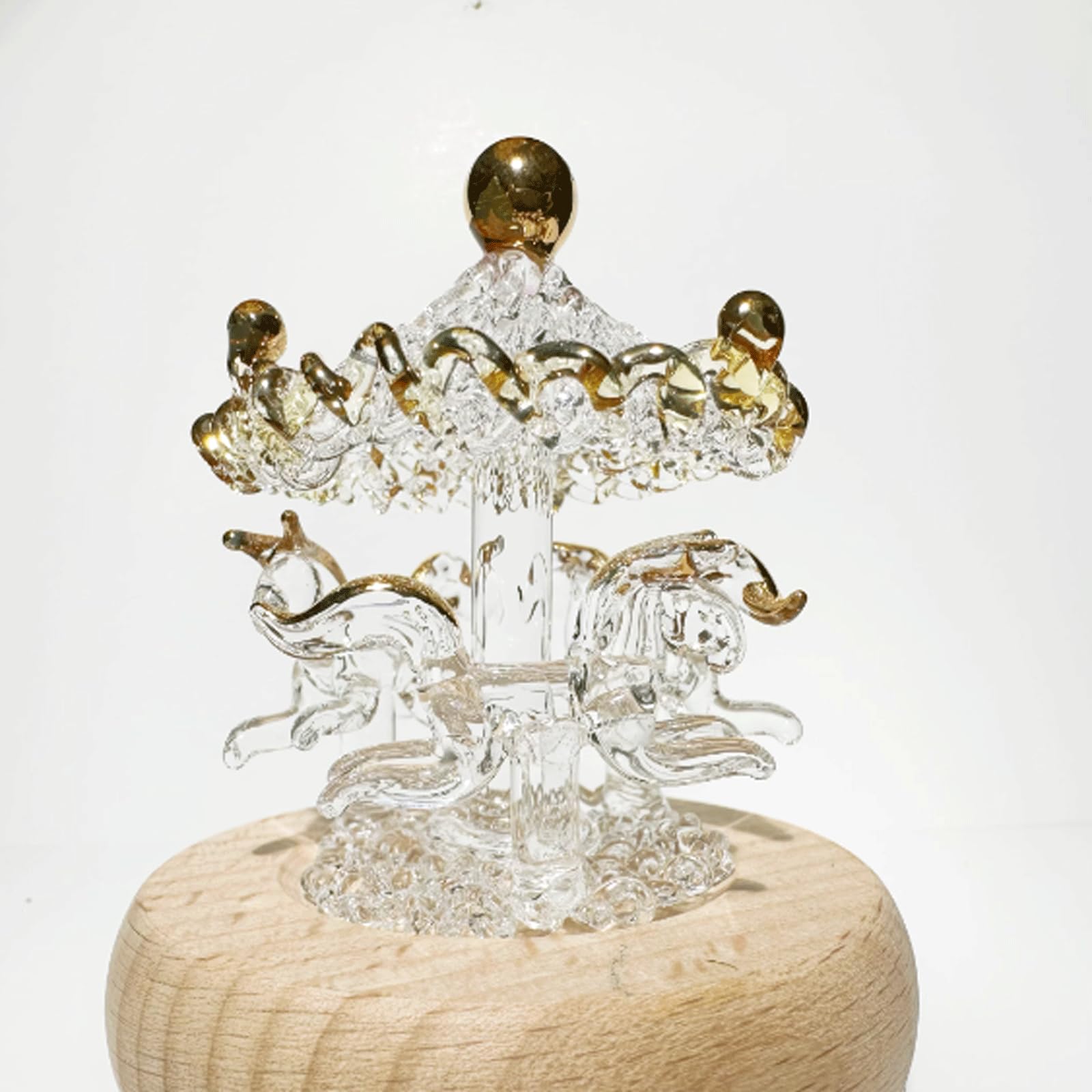 Adornos de Cristal Hechos a Mano de Oro Hueco, carrusel de Castillo de Luna de Cristal soplado a Mano, Adornos Huecos Hechos a Mano, Regalo Bonita Figura