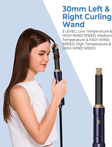 Miniatura 5 de Juego de cepillos secadores de pelo, cepillo de aire caliente desmontable 6 en 1, herramienta de peinado iónico, alisador, voluminizador y varita