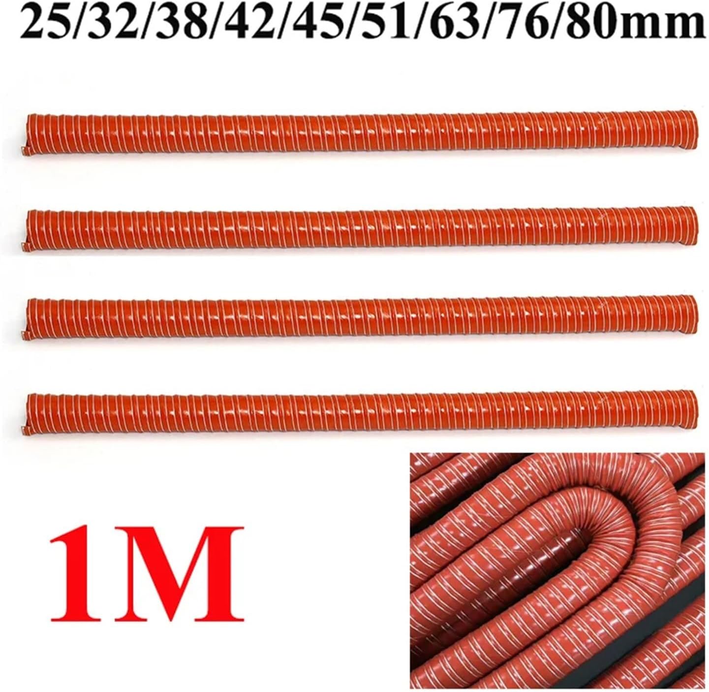 車のエアダクトパイプ柔軟なエアベントホースチューブ 25/32/38/42/45/51/63/76/80 ミリメートル 1 メートル