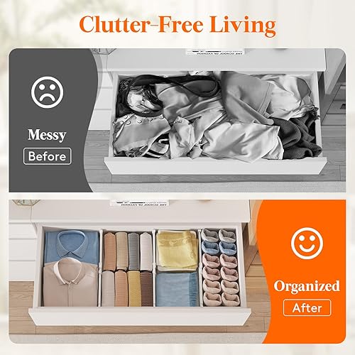 Miniatura 8 de Lifewit Paquete de 9 separadores de cajones de 4 pulgadas de alto, divisor de cajones de 10.5 a 16.5 pulgadas para ropa, organizadores de cajones