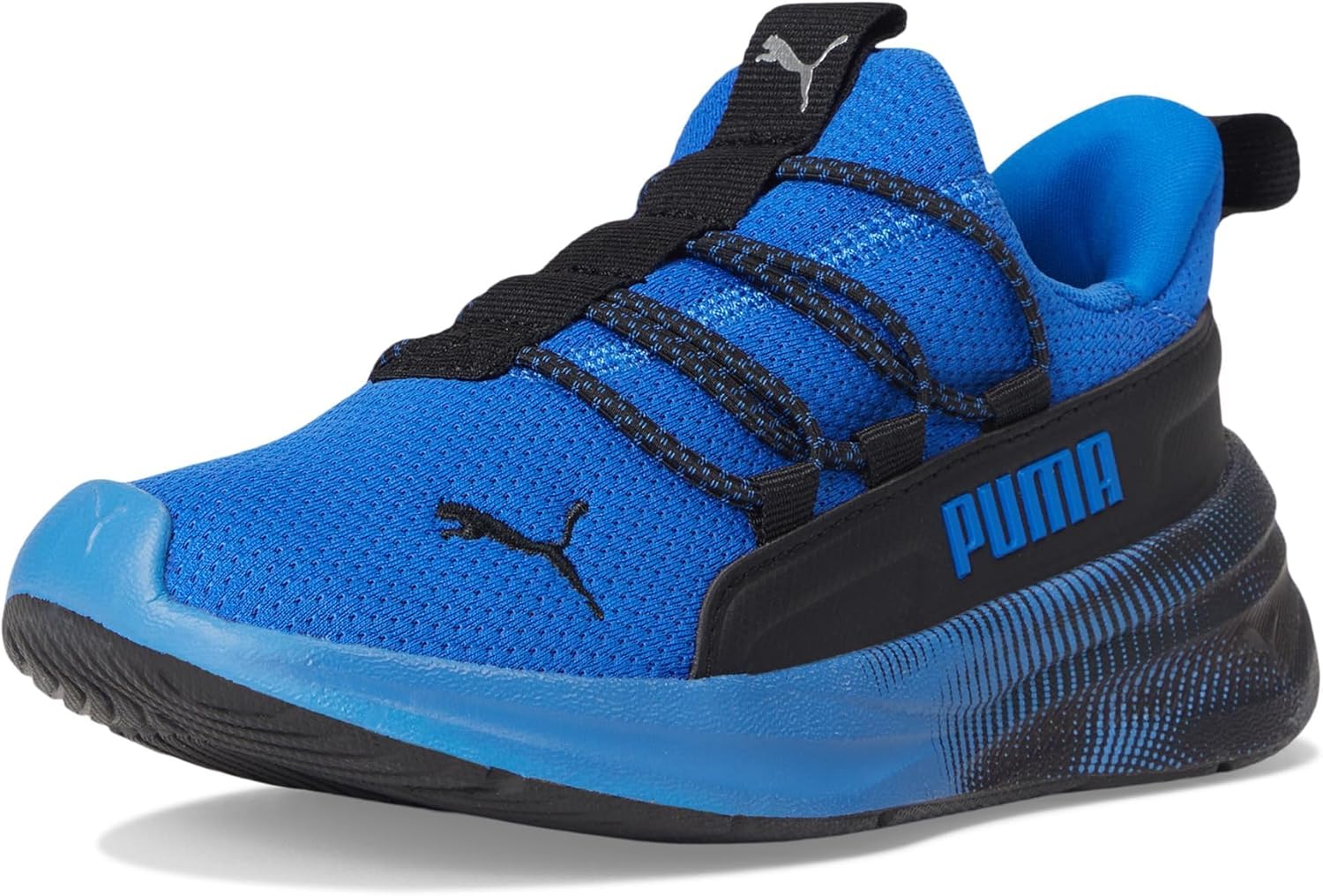 Puma Unisex-Child Softride One4All Slip On Shoes, Mountain Blue-Black AH25, Little Kid 2, Wide