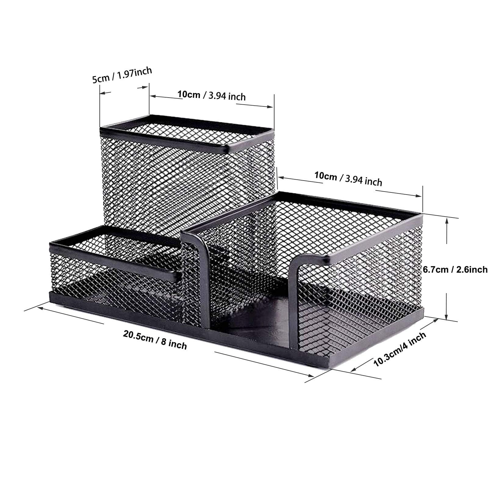 Organizer da scrivania portapenne in rete metallica nera 20x10x10 cm