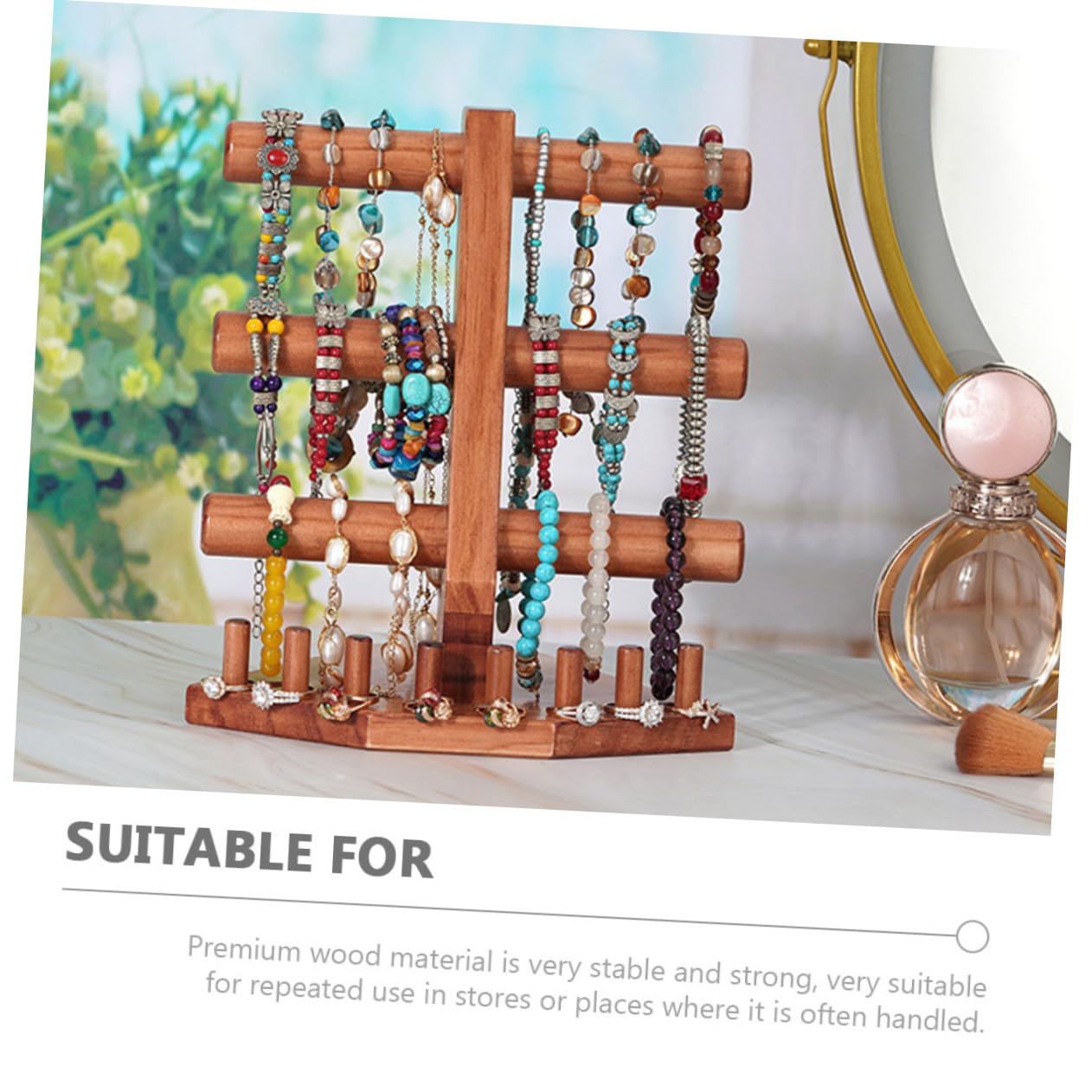 VICASKY Multifunktionaler Schmuckständer aus Holz Vintage Schmuckdisplay für Uhren Armbänder Ringe Elegante Schmuckaufbewahrung und Organizer für Zuhause und Laden