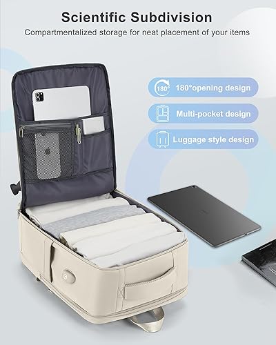 Miniatura 7 de VECAVE Mochila de viaje para laptop, mochila aprobada para vuelos,Mochila deportiva para universidad casual, E-beige-3, Mochila casual