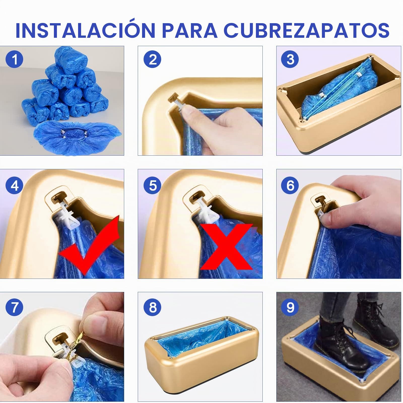 Dispensador automático de fundas para zapatos, con 200 piezas desechables de plástico para botas y zapatos, dispensador de zapatos portátil perfecto para médicos, hogar, tienda y oficina