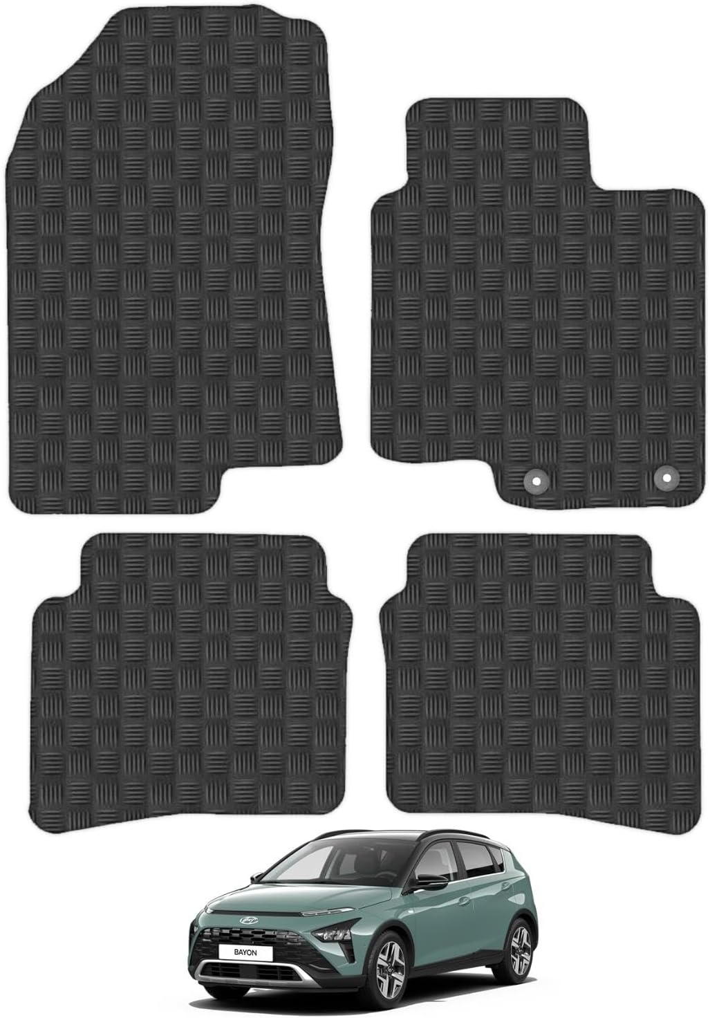 Car Mats for Hyundai Bayon (2021Onwards) Car Floor Mats Rubber Tailored Fit Set Accessory Black