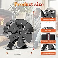 Vista 2 de Qivine Ventiladores de estufa de leña alimentados por calor, ventilador de estufa de 6 aspas, ventilador de chimenea alimentado por calor