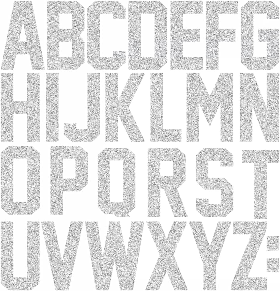 4set 2 Inch Vinyl Iron on Letters Heat Transfer Letters Alphabets for Clothing T-Shirt Bag（Silver）