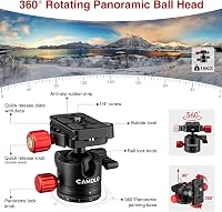 CAMOLO Állvány Fényképezőgéphez 190 cm, Hordozható DSLR Tripod 360° Panoráma Fejjel, Alumínium Monopod 15 kg Teherbírás Canon 6