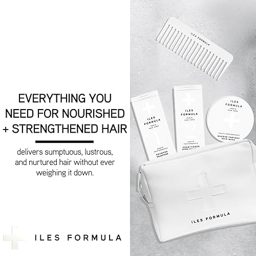 Miniatura 2 de Iles Formula Nurture Pack (juego de 5 piezas) Champú + Acondicionador + Máscara para el Cabello + Peine en bolsa de belleza de piel sintética –