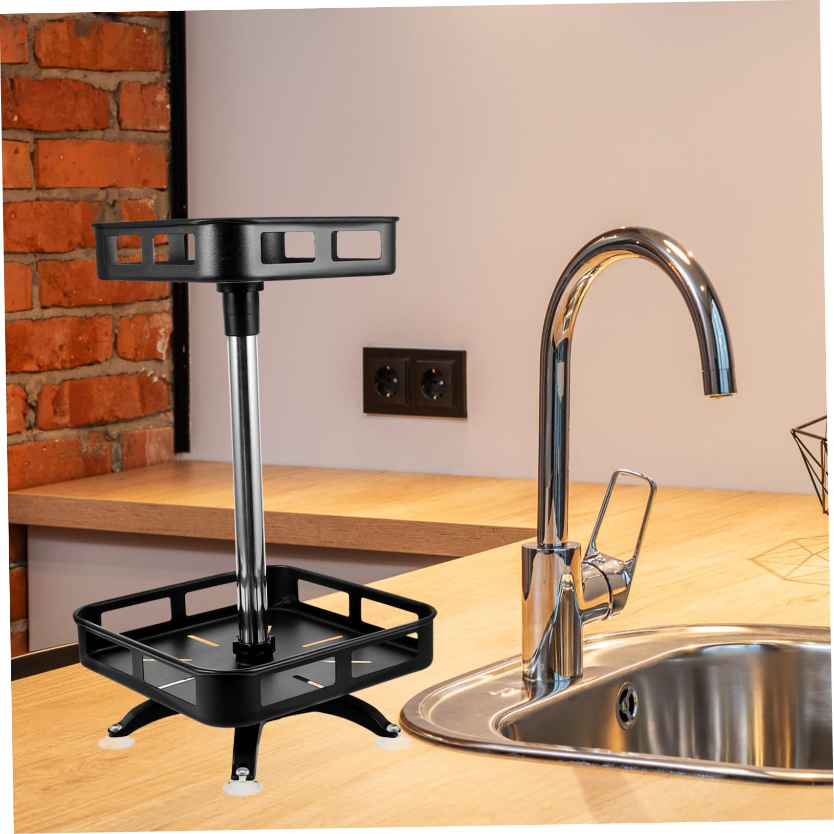 COLLBATH Organizzatore Girevole Spezie a 2 Livelli in Metallo Nero