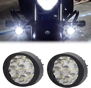 Biqing 1 Pair Motorcycle Fog Lights 12V-85V Motorcycle LED Driving Lights 9-LED Spotlights Adjustable Angle Auxiliary Lights 6000K 800LM Fit for Mount on 10mm Motorcycle Rearview Mirror