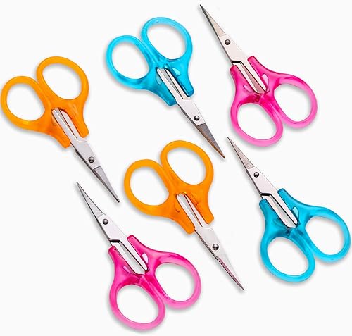 Miniatura 3 de Detail Craft Scissors Set Stainless Steel Scissors Straight Tip Scissors Curved Tip Scissors with Protective Cover for Facial Hair Trimming, Sewing,