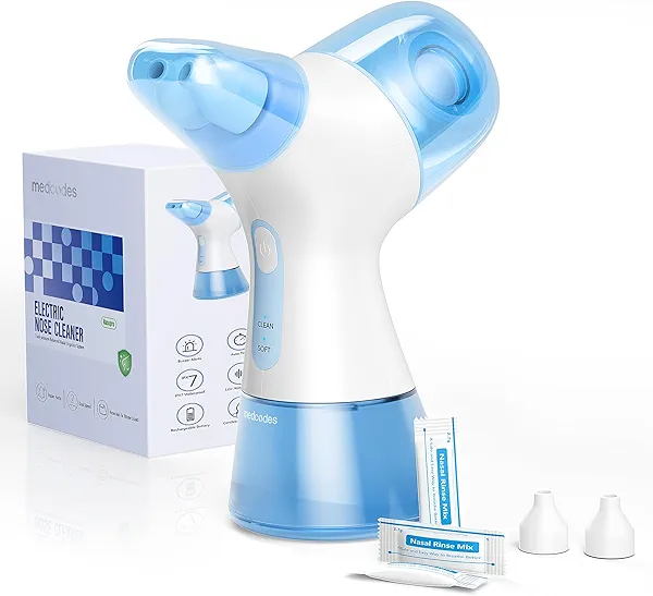 Medcodes Upgraded Nasal Irrigation System, Electric Sinus Rinse Machine with 30 Salt Packets, Nasal Suction Device for Quickly Relieving Nasal Discomfort, Self-Cleaning and Automatic Waste Collection
