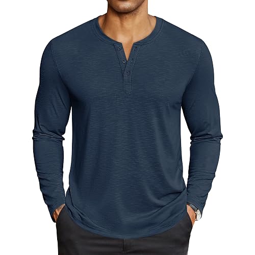 COOFANDY Men's Henley Shirts Long Sleeve Lightweight Button T-Shirt Casual Basic Tee Top