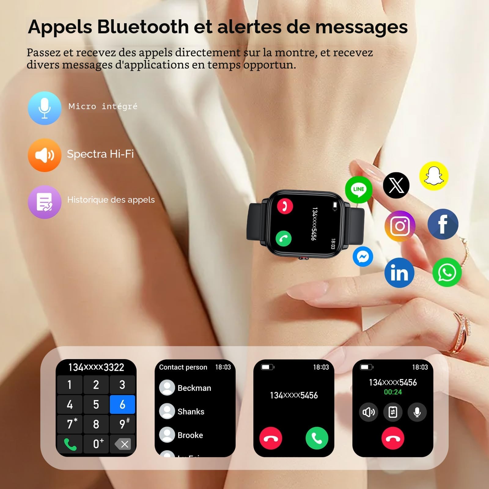 Montre Connectée Femme Homme, 1.83"HD Smartwatch, 20 Jours d'Autonomie avec Appel Bluetooth, Cardiofrequencemetre, Sommeil, Montre de Sport avec Étanchéité IP68, 112+ Modes Sportifs pour Android/iOS