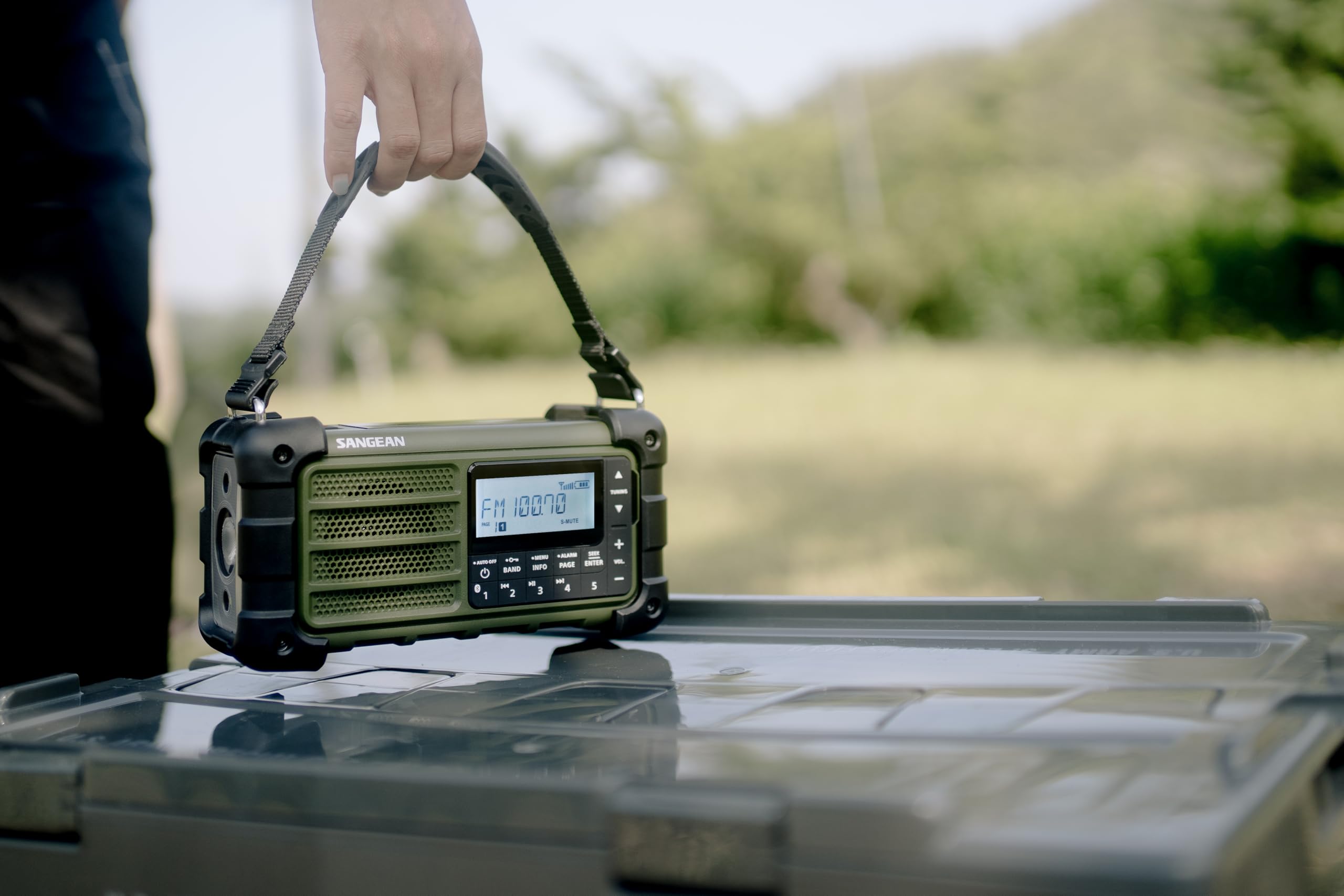 Sangean MMR-99 Zewnętrzne radio FM, radio awaryjne, panel słoneczny Bluetooth, odporny na zachlapanie, ST