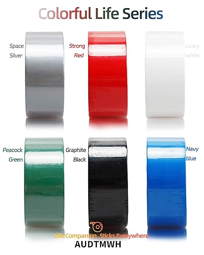 Miniatura 7 de AUDTMWH Colorful Life Series - Cinta adhesiva resistente, 1.88 pulgadas x 90 pies, blanca, impermeable, resistente a la temperatura, durabilidad
