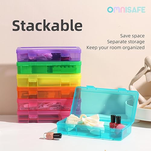 Miniatura 17 de Paquete de 9 organizadores medianos de plástico para manualidades, contenedores de almacenamiento de plástico transparente con tapa de pestillo