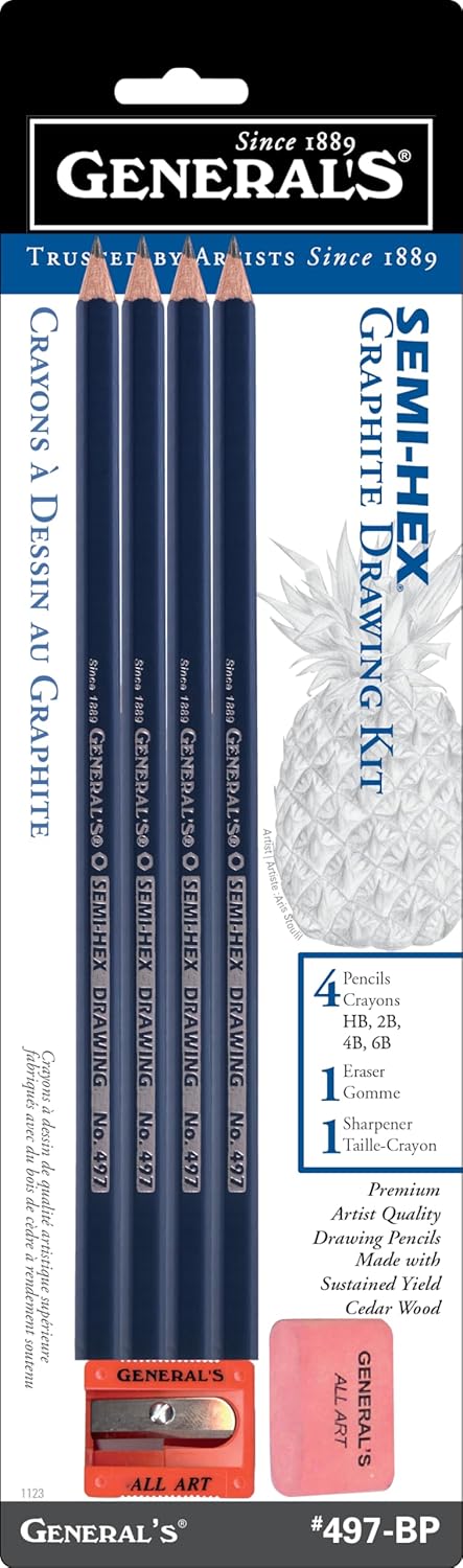 neral Pencil 497BP Semi-Hex Graphite Ding Pencils 4/Pkg-HB, 2B, 4B, &