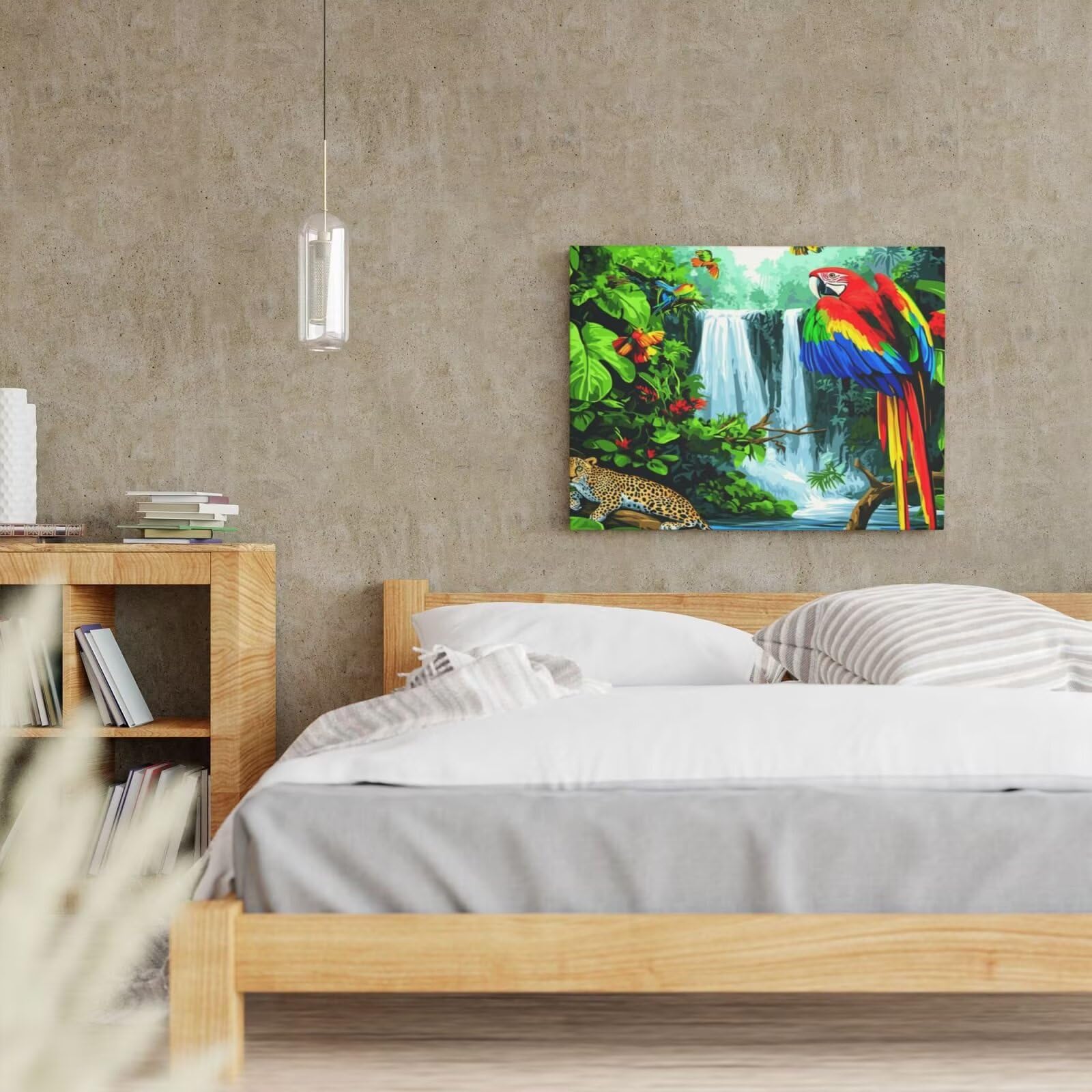 Malen-nach-Zahlen-Set für Erwachsene, Malen-nach-Zahlen-Set mit Papageien-Motiv, Acryl, Farbe nach Zahlen für Erwachsene/Anfänger, Ölgemälde, Basteln für Heimdekoration, 90 x 65 cm, ohne Rahmen) MK456