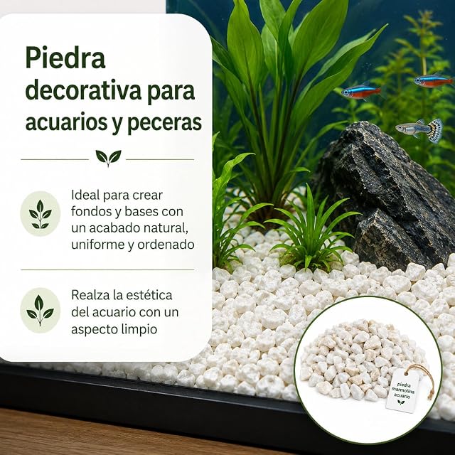 Foto 3 de 8 de Piedra Marmolina Acuario Blanca 2kg - Decorativas para Jardin o Macetas - Ideal para Poner en tu Pecera