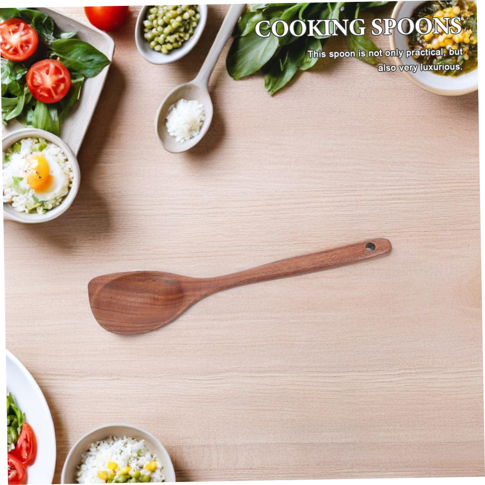 ABOOFAN 5 Piezas Cuchara De Bocina De Teca Japonesa Cucharón De Madera Para Cocinar Cuchara De Cocina De Madera Para Cocinar Mango Largo Marrón