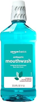 Amazon Basics Antiseptic Mouthwash, Blue Mint, Fights Bad Breath, Plaque and Gingivitis, 1 Liter, 33.8 Fl Oz, 1-Pack Previously Solimo