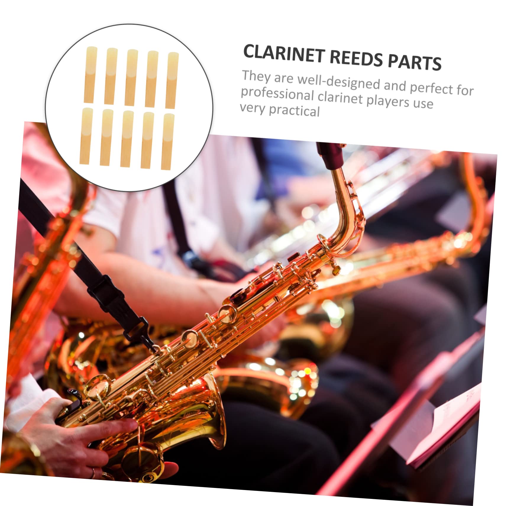 VICASKY 50piezas Reeds De Clarinete De Accesorios De Instrumento Musical Reeds Tradicionales Para Músicos Herramienta De Silbato Portátil