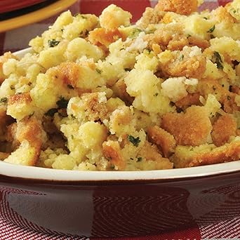 Premium Cornbread Dressing, 1 Tray, 32 ounces - Perfect Side Dish for Every Meal - Fresh Celery, Onions, Buttermilk, Eggs, Traditional Spices - from Kansas City Steak Company