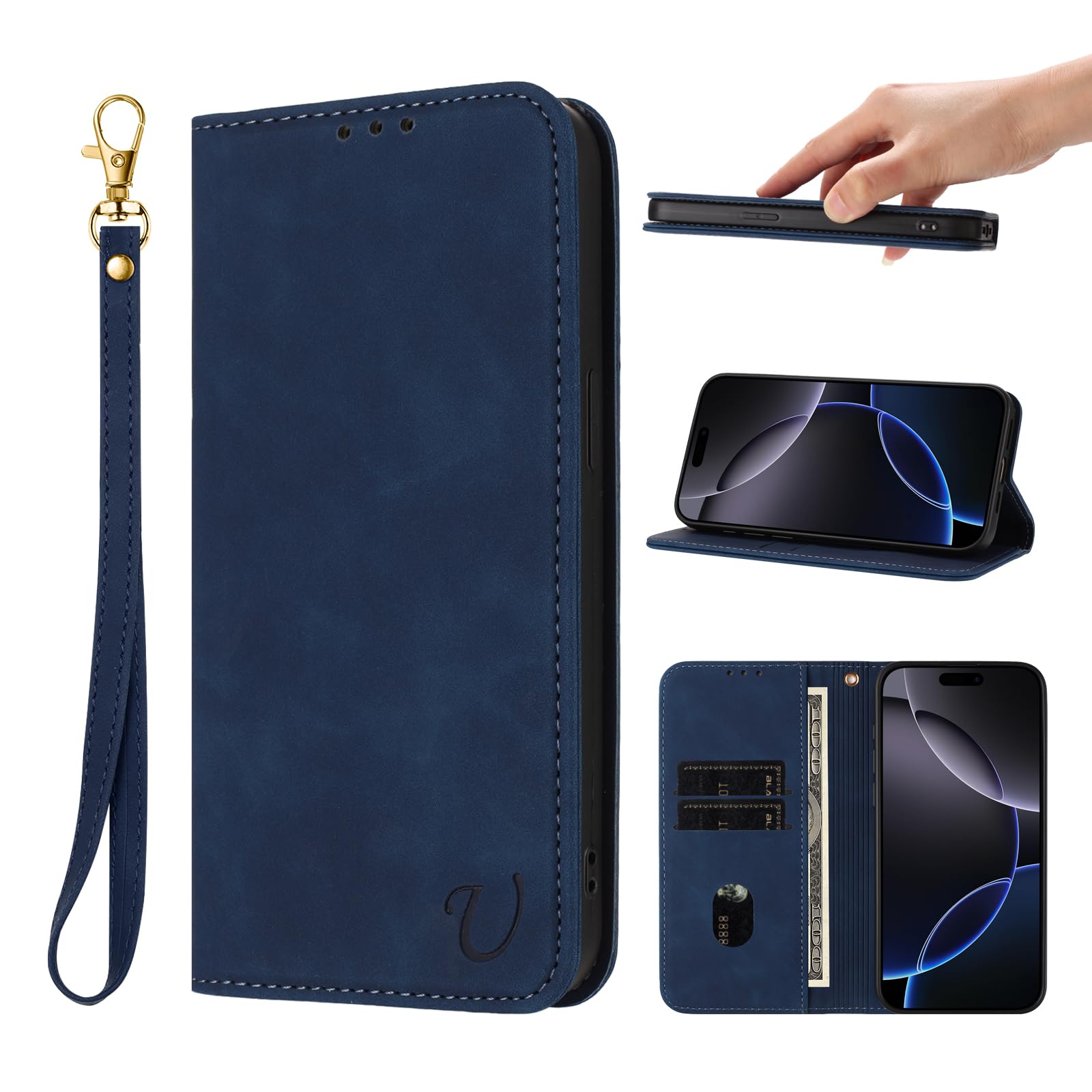 iPhone 12 mini ケース手帳型 iPhone13 mini 通用カバー アイフォン12ミニ ケース あいふぉん13ミニ 手帳型 ストラップ付き スマホカバー 肌触り良いレザー 柔軟なTPUケース スマホケース 携帯カバー マグネット内蔵 全面保護 耐衝撃 耐摩擦 スタンド機能 カードケース 財布型 カード入れブルー