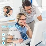 iDIGMALL Bluetooth Headset with Detachable Microphone, Multi-Point Wireless Headset w/DSP Noise Canceling Mic for Phone PC Laptop, Comfort & Light Open Ear headphones for Office Meeting Home Work, 12H