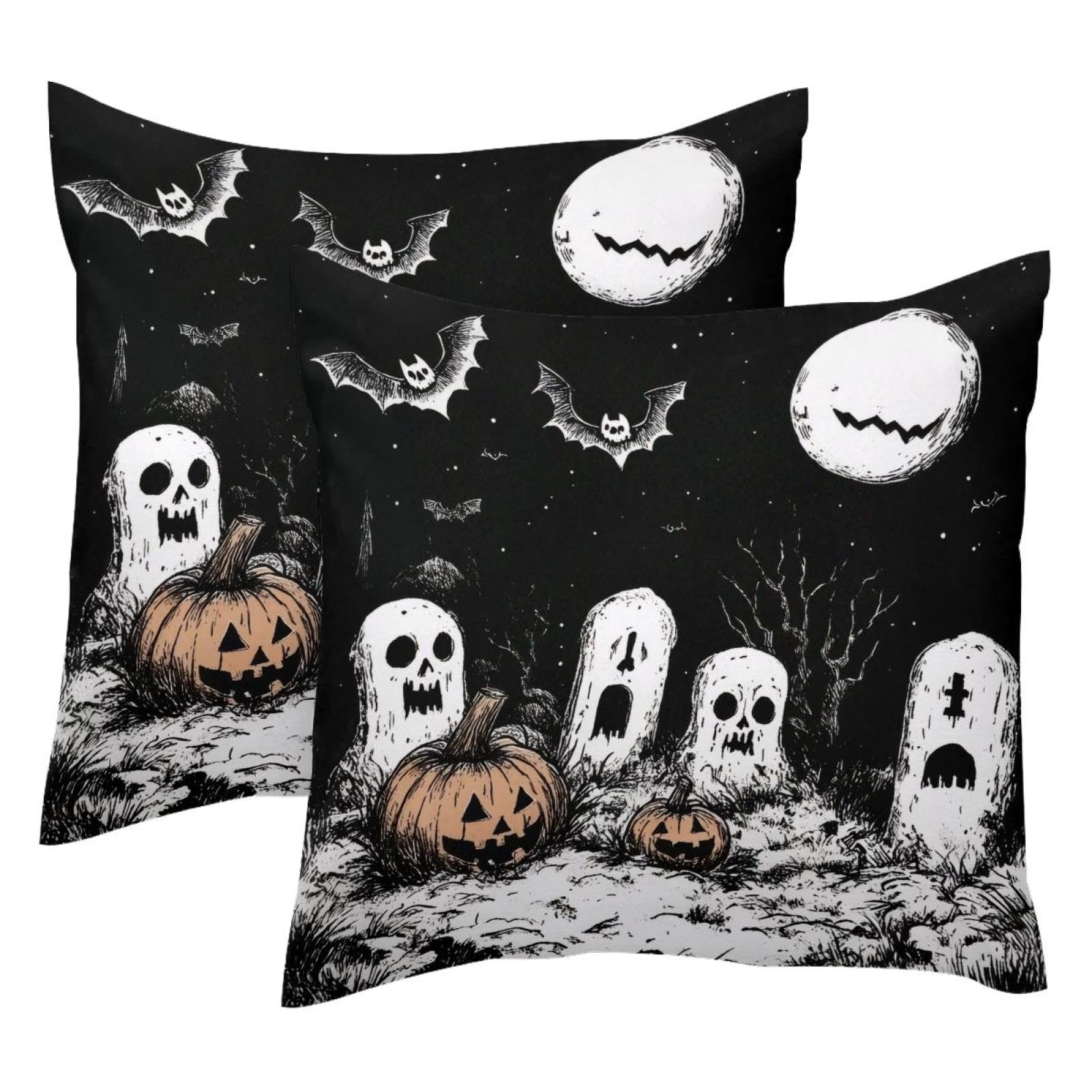 Housse de coussin Halloween 50x50 en velours pour votre déco de canapé frissonnante