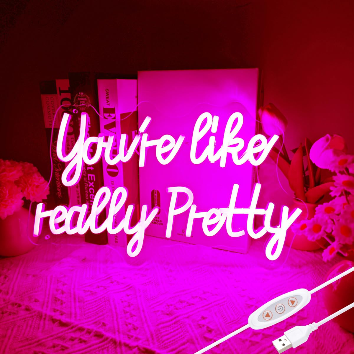 Yiedfino You like really pretty Led Neon Sign 15 * 9 inch, Pink neon lights with USB for Room decor,neon sign for Wall decor,Birthday,light up sign for wedding sign,Bacelorette Party,Bedroom,Gift