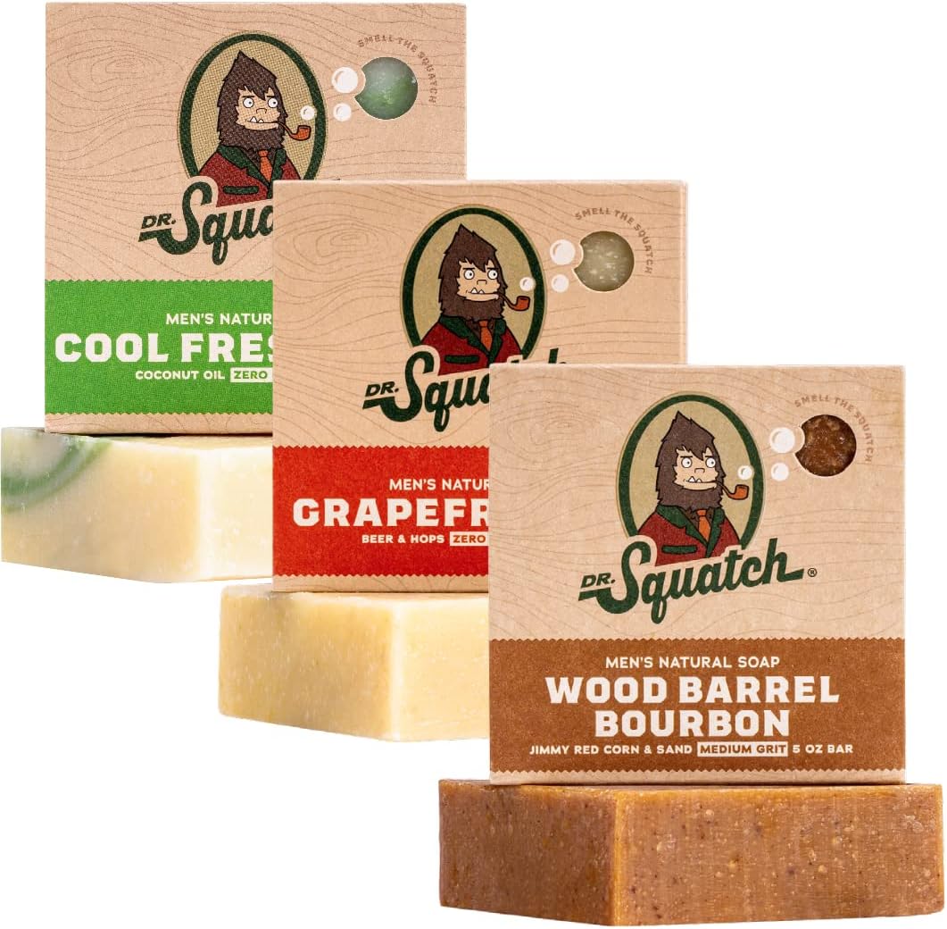 Dr. Squatch All Natural Bar Soap for Men, 3 Bar Variety Pack, Wood