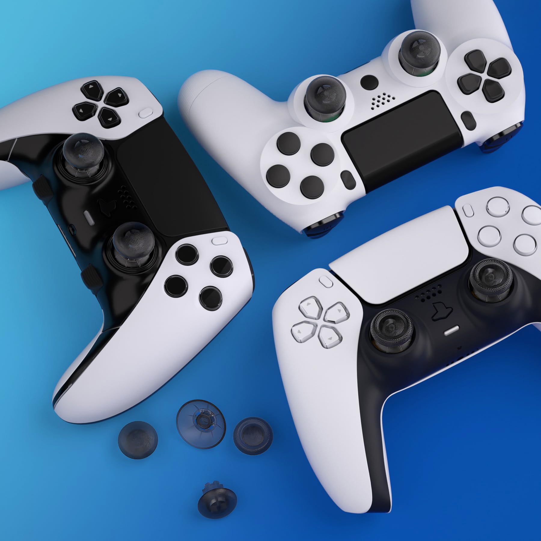 eXtremeRate EDGE Styl Thumbsticks do kontrolerów ps5 & ps4, Niestandardowe Wymienne Drążki Analogowe Dołączone Joysticki do Kontrolerów ps5 - Jasne Czarny