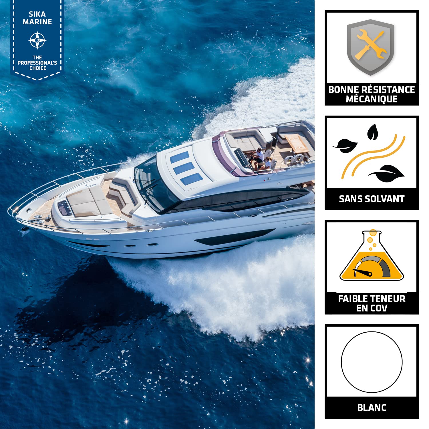 SIKA - Colle structurale marine - Sikaflex 292i - Blanc - 300ml | Assemblage structural en construction navale - Sans solvants - Conforme aux normes IMO - Peignable